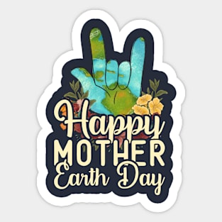 Happy Mother Earth Day Environment Floral Hand Distressed Sticker